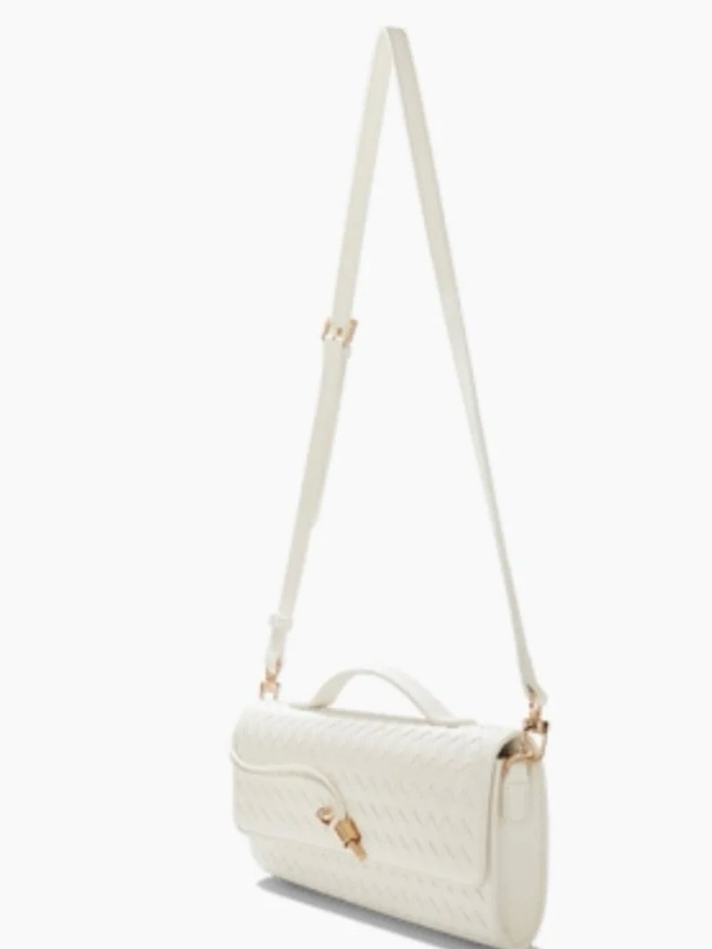 Beautiful Cream Clutch with cross body strap bag purse East West